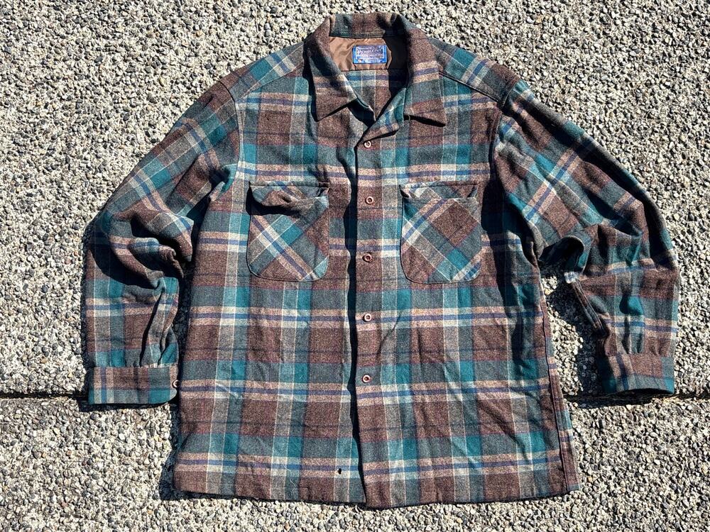 Vtg Pendleton pure Virgin Wool Button Up Shirt Men’s XL 70s Plaid Flannel